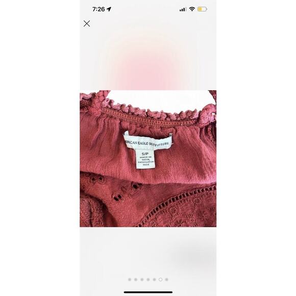 American Eagle Red Women’s Tank Boho Lace Eyelet Top Size S - Picture 6 of 7